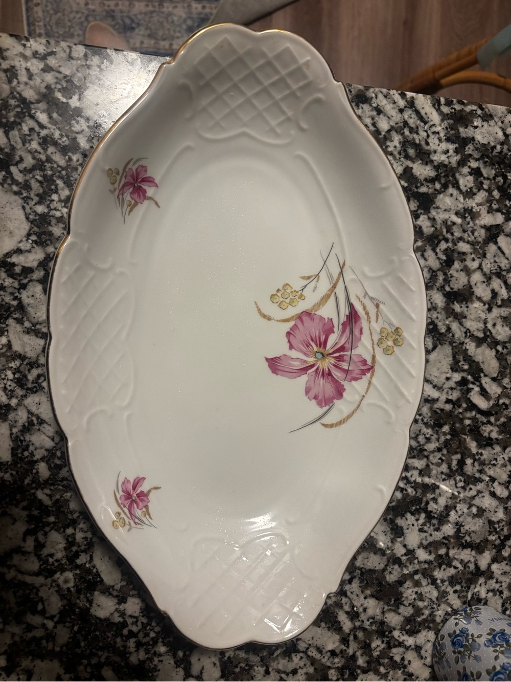Vintage gold plated Porcelain Serving platter 
Fine bohemian china